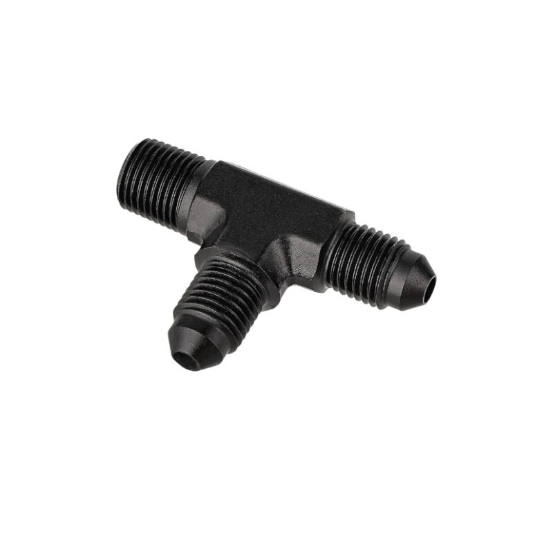Tee -3AN Male to 1/8 NPT on Run Male Black Aluminum